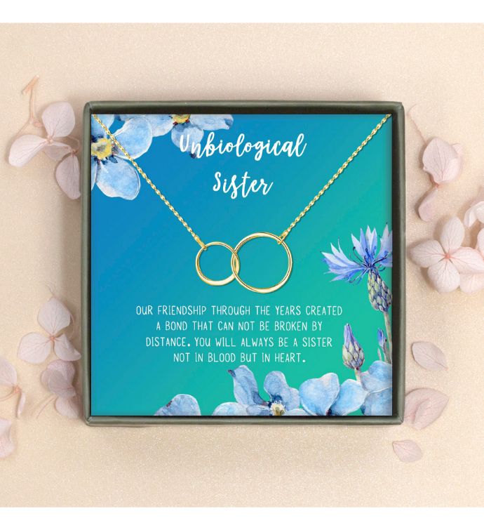 Unbiological Sister Infinity Rings And Card Gift Box